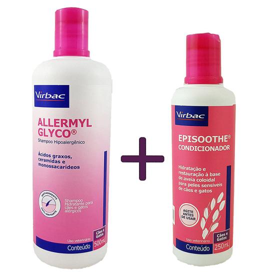 Shampoo Allermyl Glyco 500ml + Condicionador Episoothe 250ml Virbac