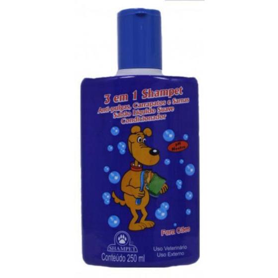 Imagem de Shampoo Antipulga Carrapato Sarna Shampet 3 Em 1 Cães 250Ml