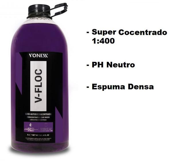 Imagem de Shampoo Automotivo V Floc Vonixx  PH Neutro Concentrado 3lts