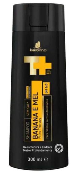 Imagem de Shampoo Banana E mel Para Cabelos Secos E Danificados Barrominas 300ml - Barro Minas