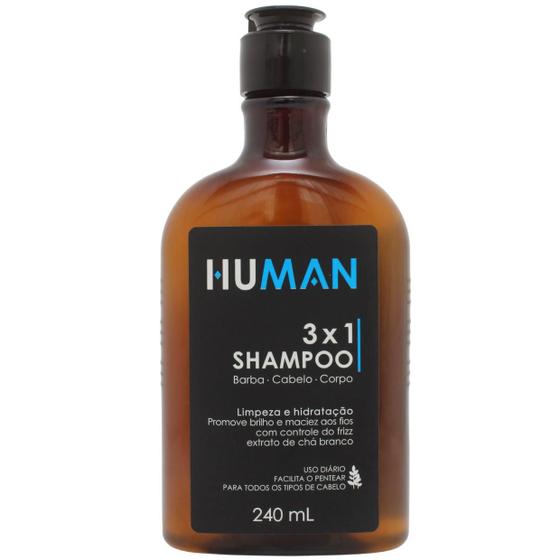 Imagem de Shampoo Barba Cabelo e Corpo 3x1 Human Limpeza e hidratação