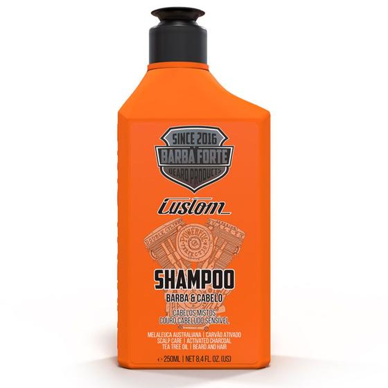 Imagem de Shampoo Barba e Cabelos Mistos Custom com Carvão Ativado 250mL Barba Forte