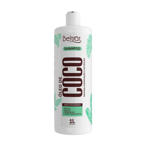 Imagem de shampoo beltrat profissional com óleo de coco e d-pantenol para cabelos desidratados 1 litro sem sal