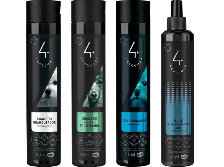 Imagem de Shampoo Branqueador + Neutro + Condicionador + Fluido Desembaraçador 270ml - Ibasa