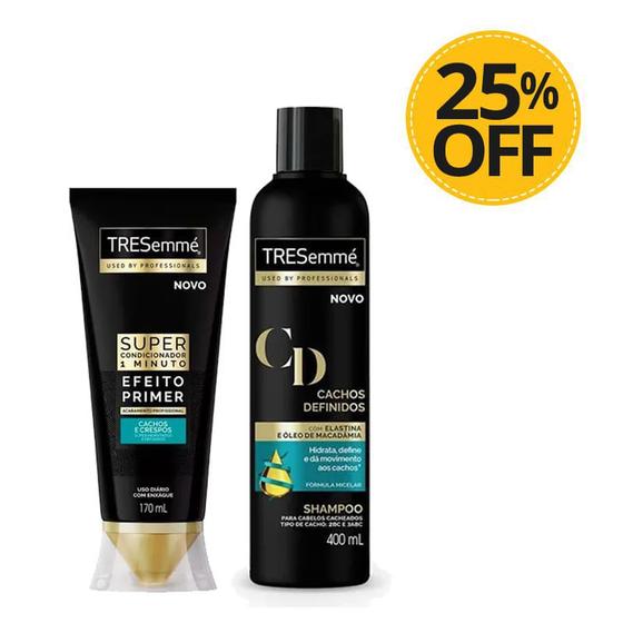 Imagem de Shampoo Cachos Definidos + Super Condicionador TRESemmé 1 Minuto Cachos E Crespos Com 25% Off