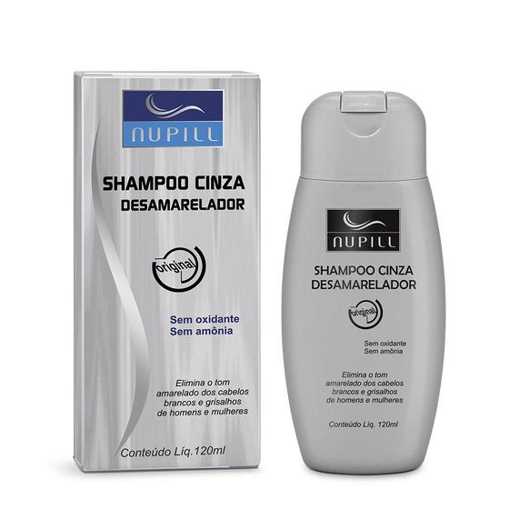 Imagem de Shampoo Cinza Desamarelador Nupill Para Cabelos Grisalhos 120ml