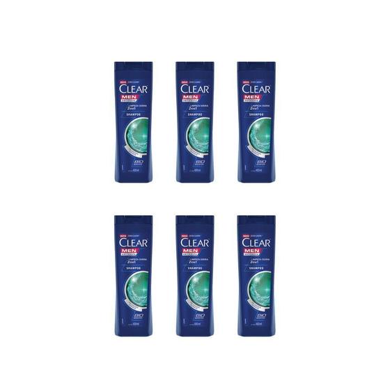 Imagem de Shampoo Clear 400Ml Limpeza Diaria 2 Em 1 - Kit Com 6Un