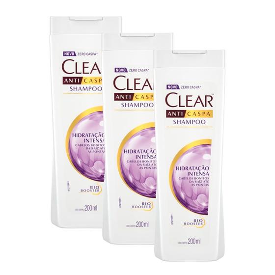 Imagem de Shampoo Clear Hidratação Intensa 200ml  Kit com três unidades