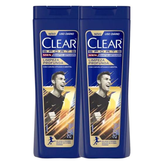 Imagem de Shampoo Clear Men Limpeza Profunda 200ml  Kit com duas unidades