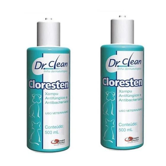 Shampoo Cloresten Antifúngico e Bacteriano Dr.Clean Cães e Gatos Agener ...