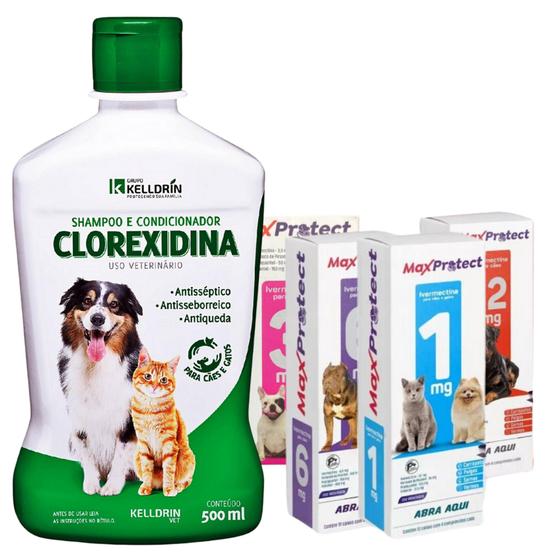 Imagem de Shampoo Clorexidina + 12 comp antipulga até 5kg MaxProtect