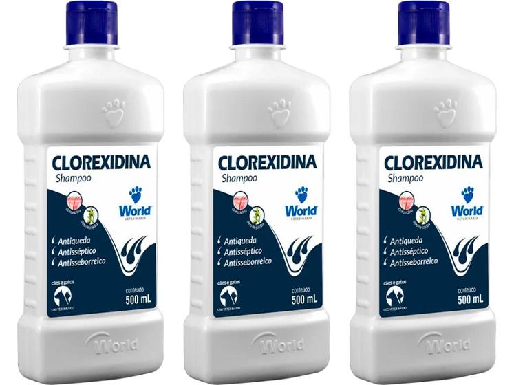 Imagem de Shampoo Clorexidina 500ml - World - 3 Unidades