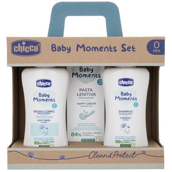 Imagem de Shampoo Colônia Kit Chicco Baby Moments Clean Amp Protect