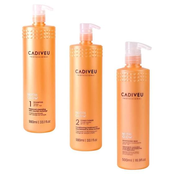 Imagem de Shampoo Condicionador 980Ml E Cera 500Ml Cadiveu Nutri Glow