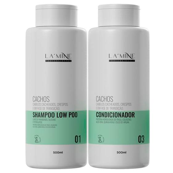 Imagem de Shampoo + Condicionador Cachos Cabelo Cacheado Lamine 500ml