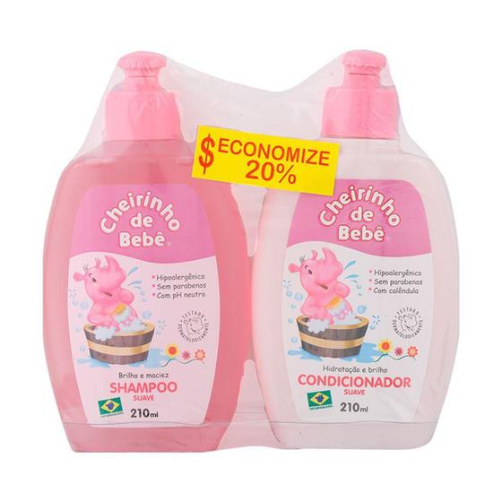 Imagem de Shampoo + Condicionador Cheirinho De Bebê Rosa 210ml - Cheirinho De Bebe