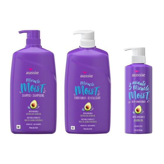 Imagem de Shampoo + Condicionador + Creme Aussie Moist (kit)