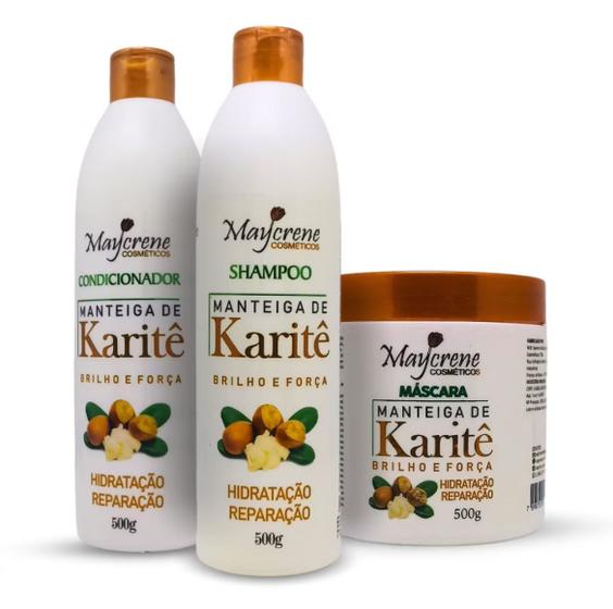 Imagem de Shampoo Condicionador e Mascara Kit Manteiga de Karite  Maycrene