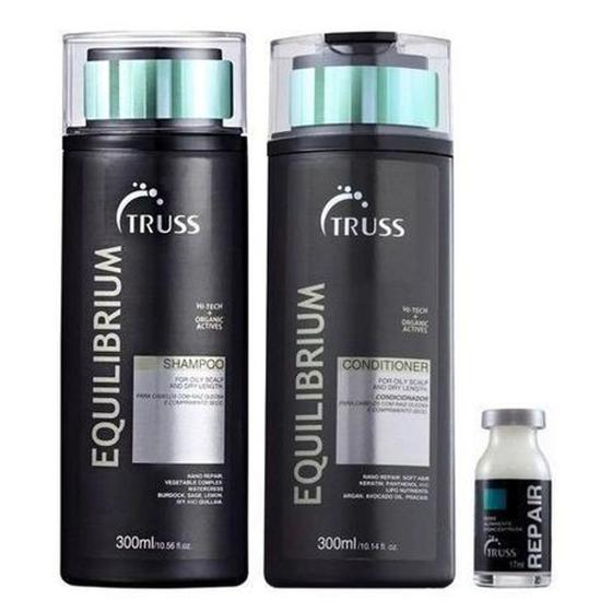 Imagem de Shampoo + Condicionador Equilibrium 300ml + 01 Ampola Shock Repair - 17ml