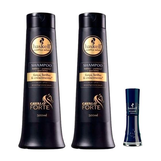 Imagem de Shampoo + Condicionador Haskell Cavalo Forte 500ml cada + Esmalte Haskell Sortido 8ml