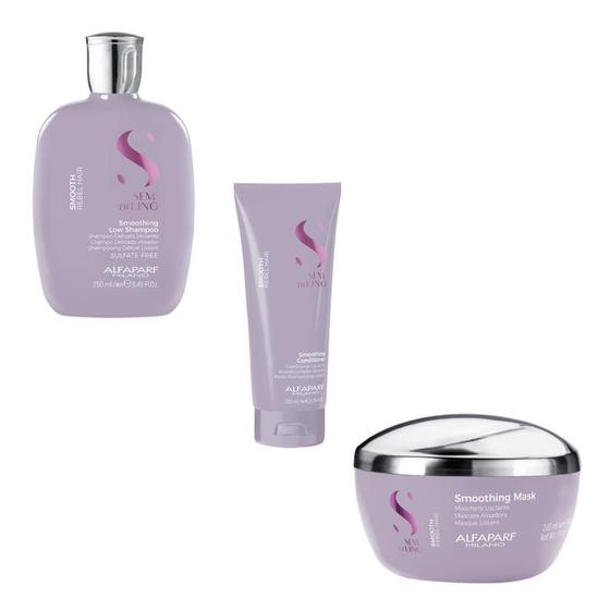 Imagem de Shampoo Condicionador Máscara Alfaparf Sdl Smooth Pq