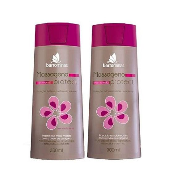 Imagem de Shampoo + Condicionador para Cabelos Ressecados, com Frizz e Sem Vida BARROMINAS Massageno Protect