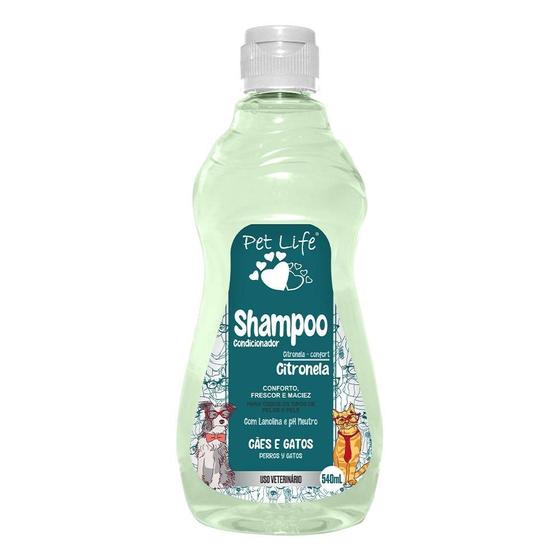 Imagem de Shampoo Condicionador Pet Life Citronela para Cães e Gatos - 540 mL