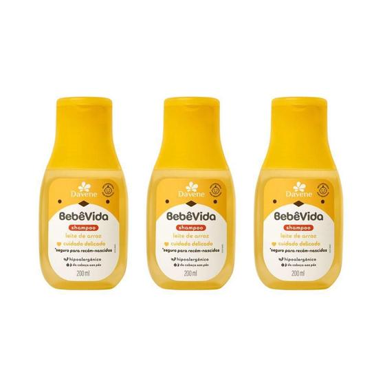 Imagem de Shampoo Davene Bebe Vida Leite De Arroz 200Ml - Kit Com 3Un