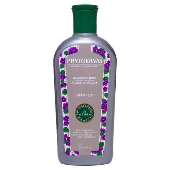 Shampoo Desamarelador Flores de Violeta Phytoervas 250ml Imagem de Shampoo Desamarelador Flores de Violeta Phytoervas 250ml