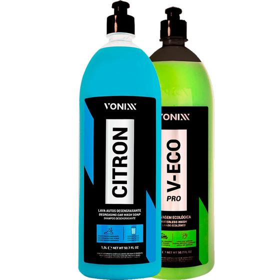 Imagem de Shampoo Desengraxante Citron 1,5l + V-eco Pro Lavagem Seco 1,5l