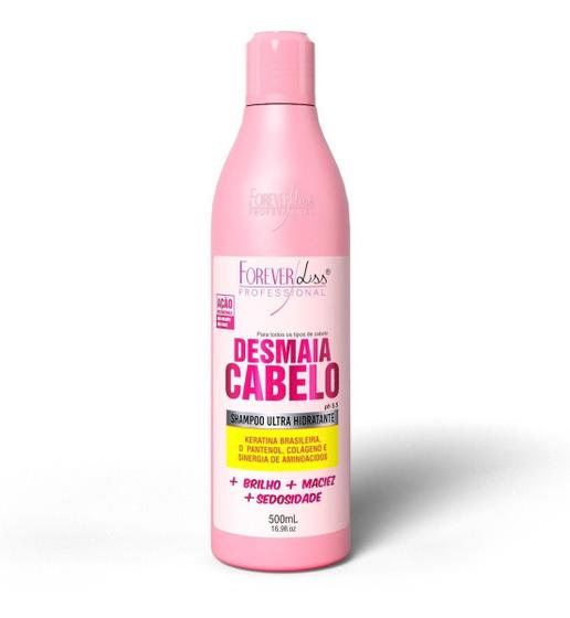 Imagem de Shampoo Desmaia Cabelo Forever Liss Anti Frizz Nutrição e Limpeza Ultra Hidratante 500ml Concentrada com Queratina Brasileira D-Pantenol Colágeno