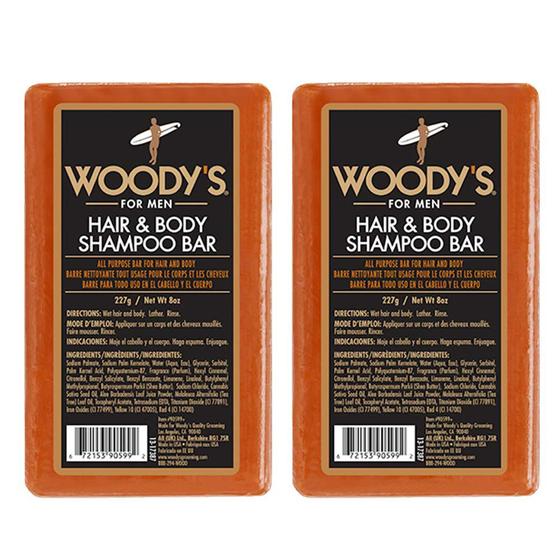 Imagem de Shampoo e barra corporal Woody's Hair 2 em 1 para homens, 240 ml, pacote com 2