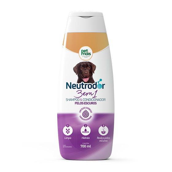 Imagem de Shampoo e Condicionador 3 em 1 Neutrodor Pelos Escuros Para Cães Petmais 700mL