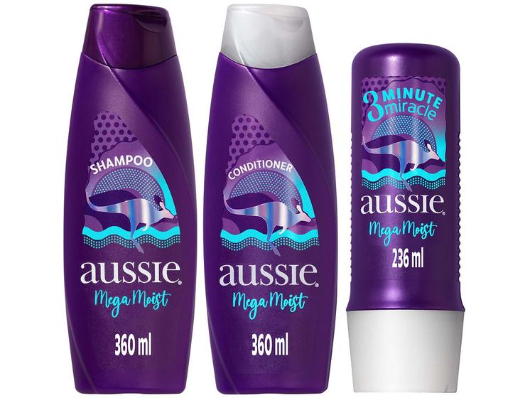 Shampoo e Condicionador Aussie Mega Moist Óleo de Menor preço em Shampoo e Condicionador Aussie Mega Moist Óleo de