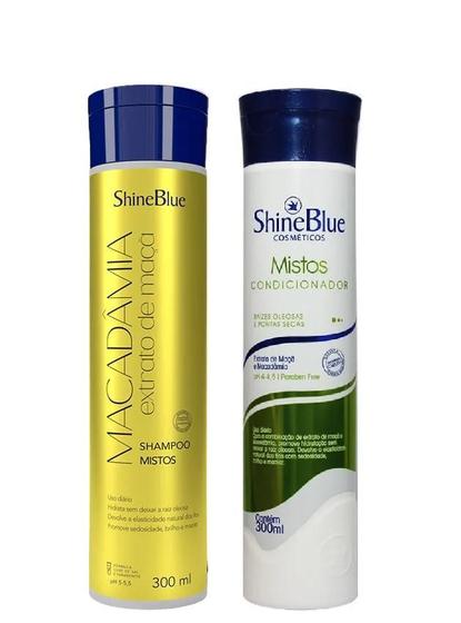 Imagem de Shampoo E Condicionador Cabelos Oleosos Shine Blue Macadâmia Mistos