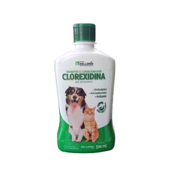 Shampoo e Condicionador Clorexidina 5x1 para Cães e Gatos Kelldrin