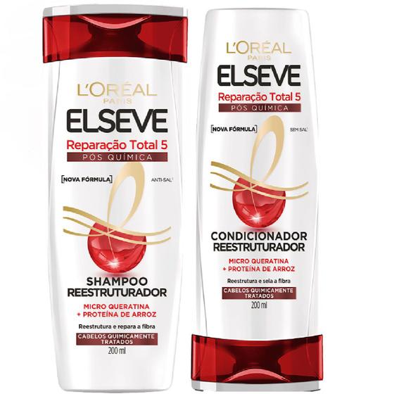 KIT LORÉAL PARIS SHAMPOO 375ML + CONDICIONADOR 170ML ELSEVE REPARAÇÃO TOTAL 5