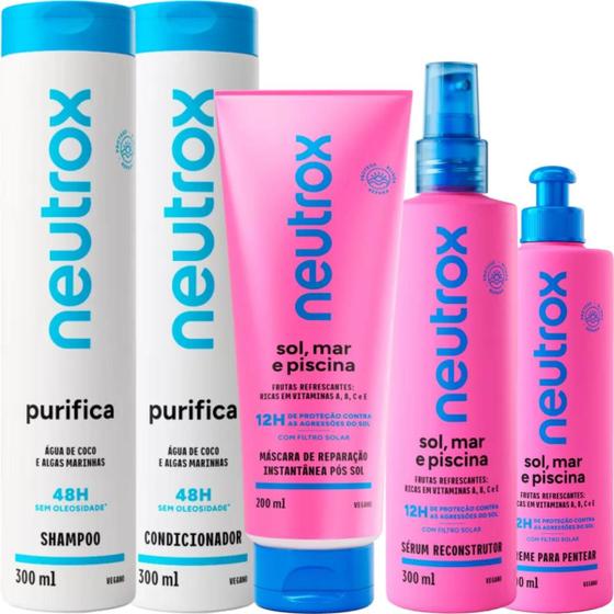 Imagem de Shampoo e Condicionador Purifica Neutrox + Kit Sol, Mar e Piscina Máscara