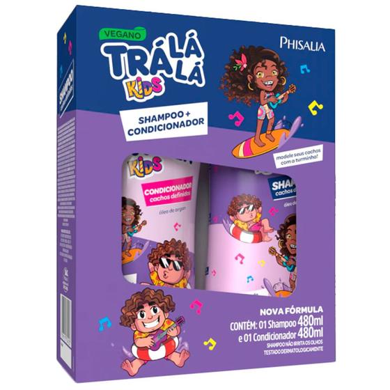 Imagem de Shampoo e Condicionador Trá Lá Lá Kids Cachos Definidos  Vegano 480ml cada