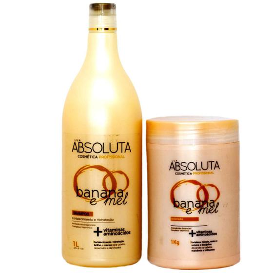 Imagem de Shampoo e Máscara Banana e Mel Hidrata Nutri Restaura Revitaliza Lua Absoluta