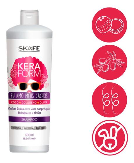 Imagem de Shampoo Eu Amo Meus Cachos Antifrizz Keraform Skafe 500Ml