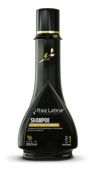 Imagem de Shampoo Extrato Folha De Mandioca 250ml Fortalecedor Nutrição Restauração Fortalecimento Salão 