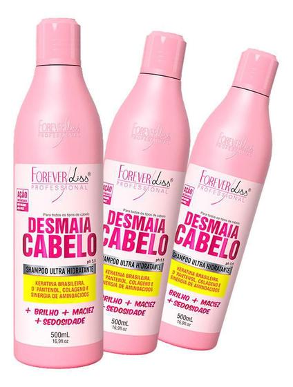 Imagem de Shampoo Forever Liss Desmaia Cabelo Hidratante 500Ml 3Un