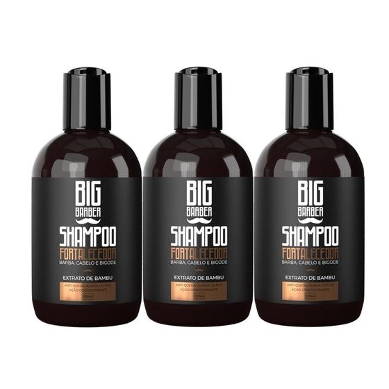 Imagem de Shampoo Fortalecedor Para Barba Big Barber 250ml Caixa Com 3 Unidades