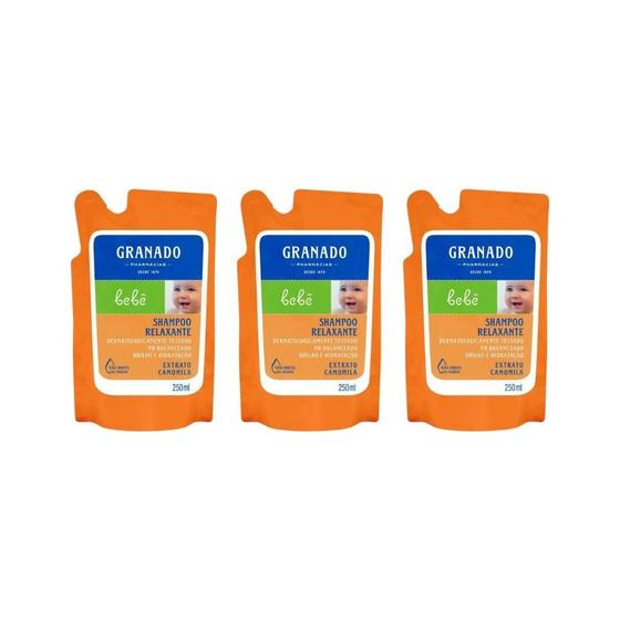 Imagem de Shampoo Granado Bebe Refil 250Ml Camomila - Kit C/3Un