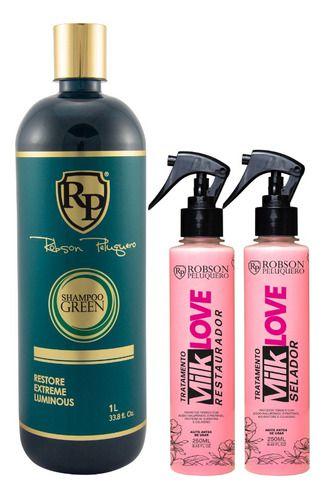 Imagem de Shampoo Green + Kit Milk Love Robson Peluquero