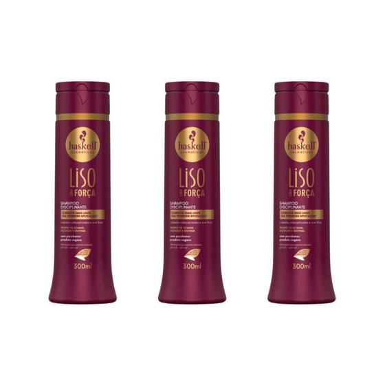 Imagem de Shampoo Haskell 300Ml Liso Com Força - Kit Com 3Un