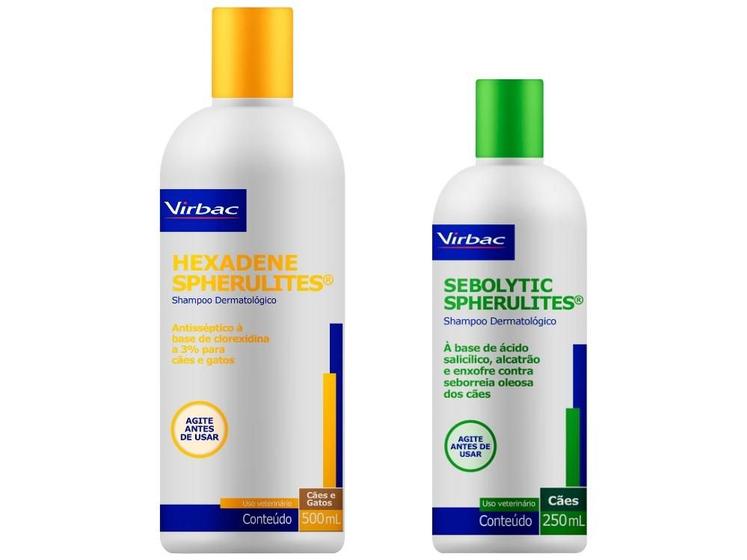 Shampoo Hexadene 500ml + Sebolytic 250ml Virbac VIRBAC Kit de