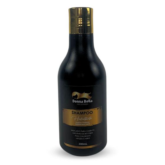 Imagem de Shampoo Hidratante Para Cabelos Orgânicos Bio Fibra Apliques Black e Cachos Donna Bella 300ml