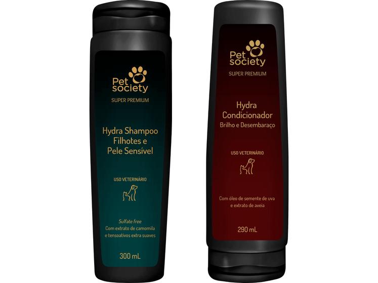 Shampoo Hydra Filhotes 300ml + Brilho E Desembaraço 290ml PET SOCIETY